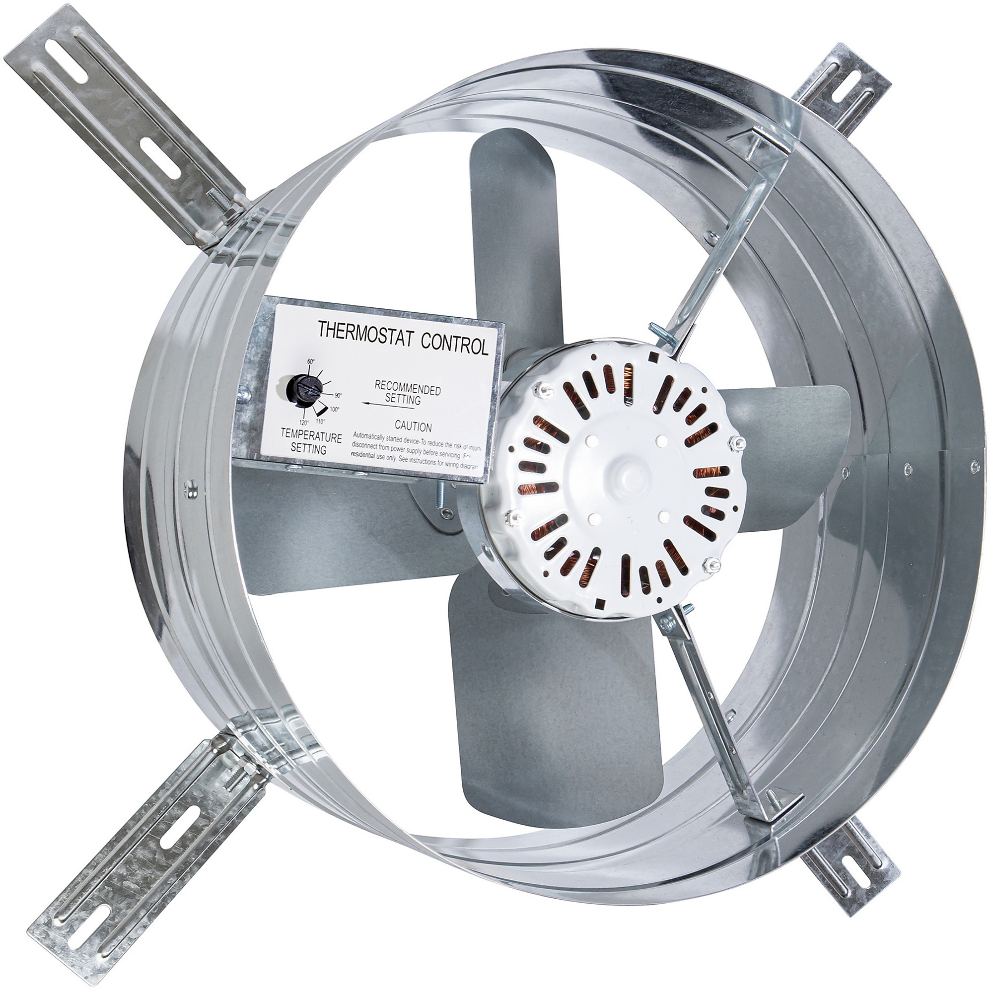 Dr. Infrared Heater iLiving Automatic Gable Mount Attic Ventilator Fan — 2339 CFM, Adjustable Thermostat, Galvanized Steel, Model# ILG8G14-12T